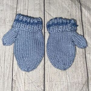 Toddler knit mittens blue  